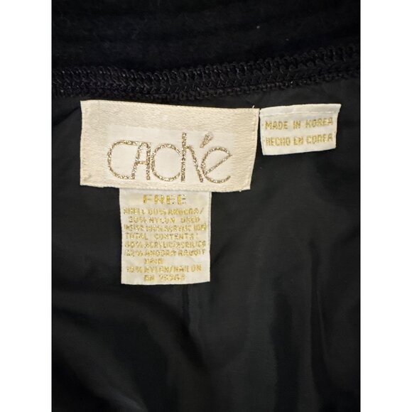 Vintage Cache Fur Trimmed Luxe Winter Wrap Coat Sweater Jacket Made In Korea - Picture 11 of 12